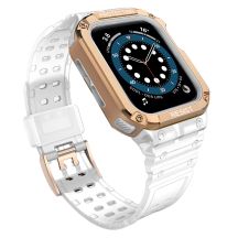 Protect Strap Band für Apple Watch 42/44/45mm Panzergehäuse Armband - Transparent, Roségold