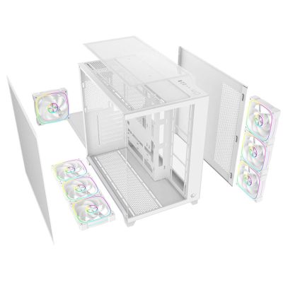 7. RAMPAGE PC-Gehäuse mit gehärtetem Glas SEALITE 7X, 7 ARGB-PWM-Lüfter, WHITE