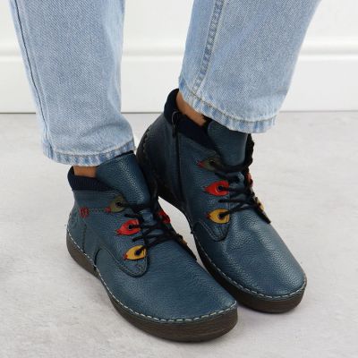 12. Gefütterte komfortable blaue Damenstiefeletten Rieker 52544-14