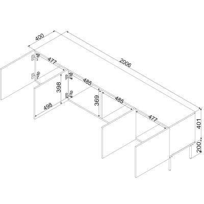 4. ISLA TV-Schrank 200x40x60 Kaschmir matt