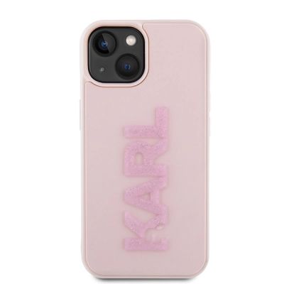 3. Karl Lagerfeld 3D Rubber Glitter Logo Hülle für iPhone 15 Plus – Rosa