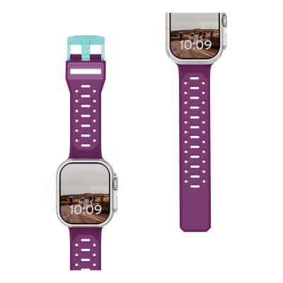 2. UAG Civilian – Silikonarmband für Apple Watch 44 mm–49 mm (Apple Watch 4–11, SE 1–3, Ultra 1–3) (Deep Purple Synth / Aqua)