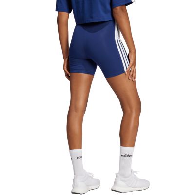 3. adidas Essentials 3-Streifen Damen-Radlerhose mit hohem Bund, Blau, JE1225