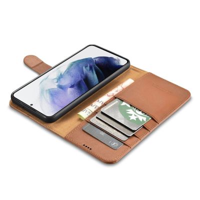 7. iCarer Haitang Leder Wallet Case Ledertasche für Samsung Galaxy S22+ (S22 Plus) Wallet Case Cover Braun (AKSM05BN)