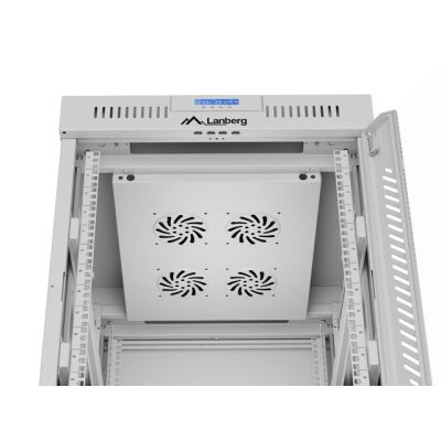 6. 19" 15U 600x800 LCD-Einbauschrank mit grauer Glastür, Lanberg (Flat Pack) V2