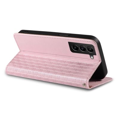 10. Magnetband-Hülle für Samsung Galaxy S22 + (S22 Plus) Tasche mit Geldbörse + Mini-Lanyard-Anhänger Pink