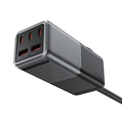 2. Acefast Z2 GaN 75W PD-Tischladegerät 3x USB-C 2x USB-A - Schwarz und Grau