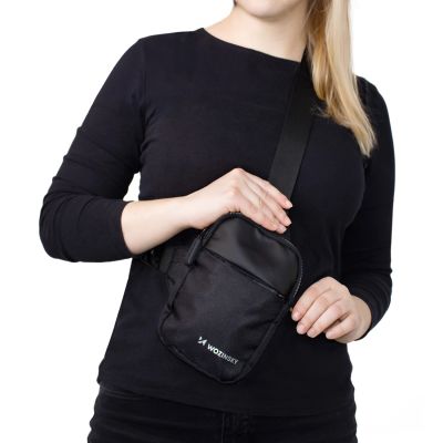9. Wozinsky WMS-W1 Mini-Schultertasche, wasserdicht, zwei Fächer, für Unisex-Handys – Schwarz