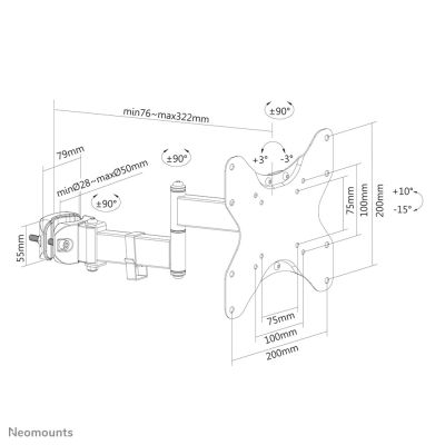 8. Neomounts FL40-450BL12 TV-Wandhalterung 106,7 cm (42") Schwarz