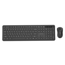 GEMBIRD Kabelloses Slim Pro Business-Schreibtisch-Tastatur- und Maus-Set, Schwarz, Russisches Layout