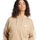 5. Damen Essentials 3-Streifen French Terry Hoodie mit Viertelreißverschluss Beige JX7676