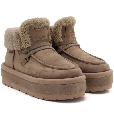 4. Big Star UU274215 Wasserdichte beige Plateau-Stiefeletten für Damen für Damen