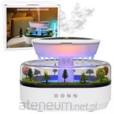 Luftbefeuchter und Duftdiffusor mit Regeneffekt, LED-Beleuchtung und Netzteil