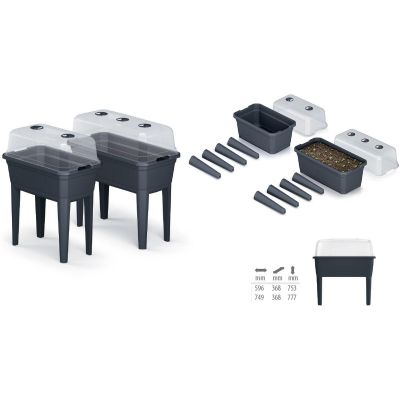 5. Stehendes Gewächshaus-Anzuchtbeet Respana Set Ecoline 74,6 x 77,7 x 36,8 cm Anthrazit