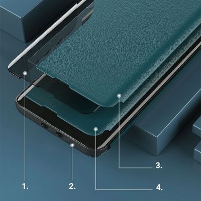 12. Eco Leather View Case Elegante Flip Cover Hülle mit Standfunktion Xiaomi Redmi K40 Pro + / K40 Pro / K40 / Poco F3 Orange
