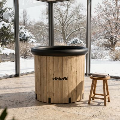 46. VIRTUFIT EISBAD XXL - 375 LITER - HOLZIMITAT - MIT ZUBEHÖR