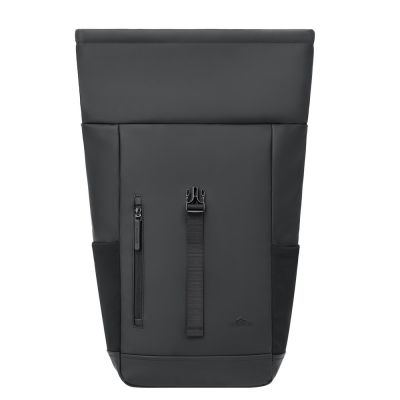 8. Rivacase Eden Rucksack, Roll-Up-Rucksack, Schwarz, Polyester, Gewachstes Leder (zum Hochziehen)