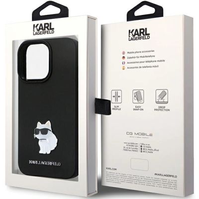 8. Karl Lagerfeld KLHCP14LSMHCNPK Hülle für iPhone 14 Pro – schwarz Silikon C Metall Pin