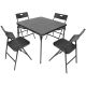24. TOURISTEN-CATERING-SET, KLAPPTISCH 86,5 x 86,5 x 71 CM UND 4 SCHWARZE STÜHLE
