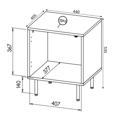 4. HOLE Nachttisch, 2-teilig, 44 x 40,5 x H 53,5 cm, weiß matt