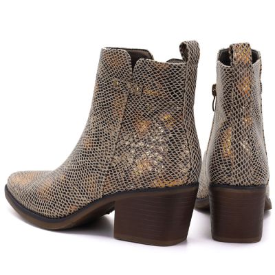 5. Damen-Cowboystiefel aus Schlangenleder, Gold, M.Daszyński SA261-1