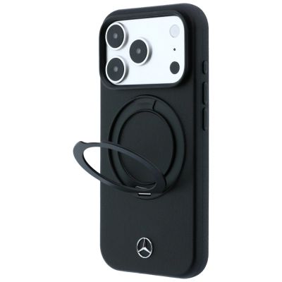 2. Mercedes Lederhülle mit Ringständer und MagSafe-Funktion für iPhone 18 Pro Max / 17 Pro Max / 17 Pro Max – Schwarz