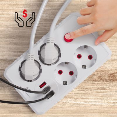 11. MACLEAN Steckdosenleiste, Verlängerungskabel mit 4 Steckdosen + 3 USB-Anschlüssen, 110–240 V Wechselstrom, 50/60 Hz, max. 2,1 A, 2500 W, 3 m, weiß, MCE393 W