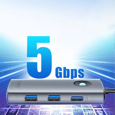 3. Orico PW11-5P USB-C Hub Dockingstation 1x USB-A 3.0 + 2x USB-A 2.0 + 1x USB-C PD + 1x HDMI - Grau