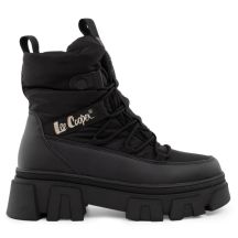 Lee Cooper Damen-Winterstiefel, schwarz, gefütterte Stiefeletten mit Reißverschluss
