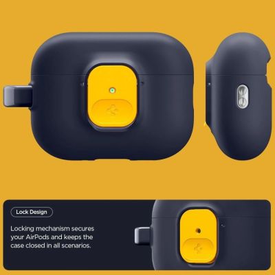 4. Spigen Nano Pop Hülle für AirPods Pro 3 – Marineblau und Gelb