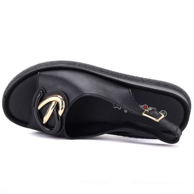 3. Schwarze Plateau-Sandalen aus Leder für Damen, S.Barski 61-6047