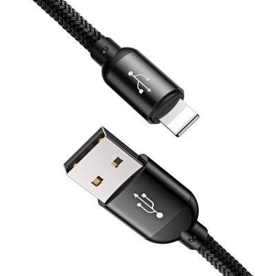 4. Baseus Three Primary Colors 3-in-1 USB-A - Micro-USB / Lightning / USB-C 3,5A Kabel 0,3 m - Schwarz