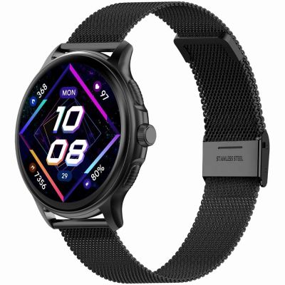 4. GRAVITY GT12-1 Damen-Smartwatch mit schwarzem Silikonarmband und schwarzem Armband