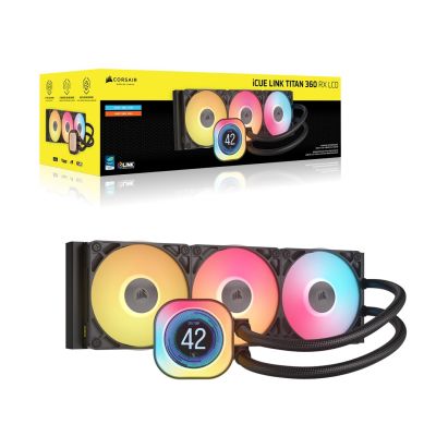 2. Corsair iCUE LINK TITAN 360 RX LCD Prozessor-Luftkühler 12 cm Schwarz 1 Stück.