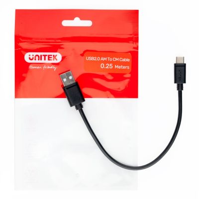 3. UNITEK USB-Kabel USB-A auf USB-C, 25 cm, Y-C480BK