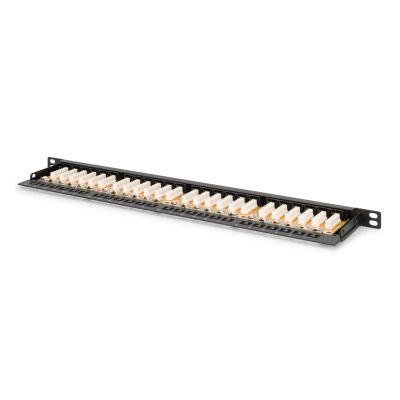 5. Digitus High-Density-Patchpanel 19" 24 x RJ45, LSA horizontal, Kat. 6, ungeschirmt, 0,5 HE, schwarz, Kabelführung