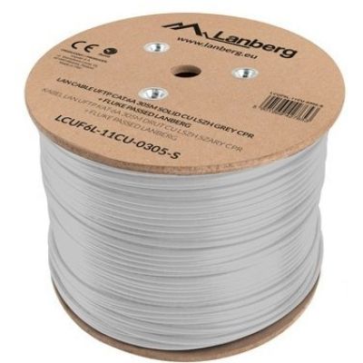 7. LANBERG UFTP-KABEL CAT 6A 305M CU LSZH DRAHT GRAU CPR+FLUKE BESTANDEN