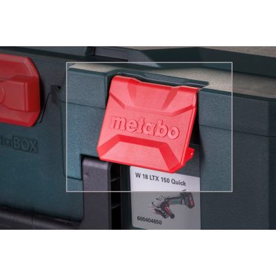 8. METABO W 18 LTX 150 QUICK Winkelschleifer (600404650) + metaBOX 165 L Koffer Grün, Schwarz