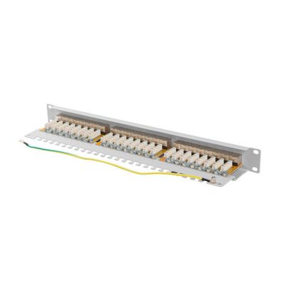 18. LANBERG Patchpanel, 24 Ports, 1 HE, 19 Zoll, CAT.6A, FTP, Grau, PPSA-1024-S