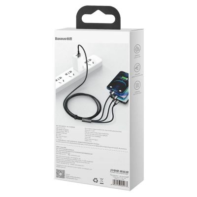 9. Baseus Tungsten 3in1 USB-Kabel - USB Typ C / Lightning / Micro-USB 3,5 A 1,5 m schwarz (CAMLTWJ-01)