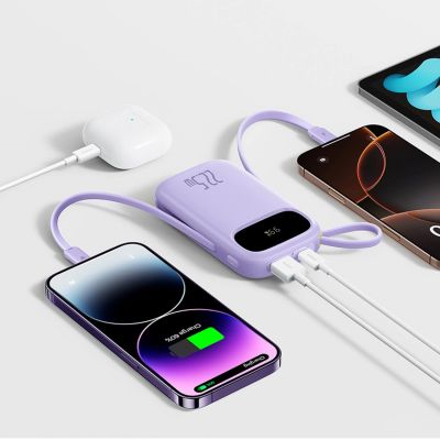 5. Baseus EnerFill FC21 Qpow 3 Ultra 20000mAh 22,5W Powerbank mit Digitalanzeige und Kabel – Lila
