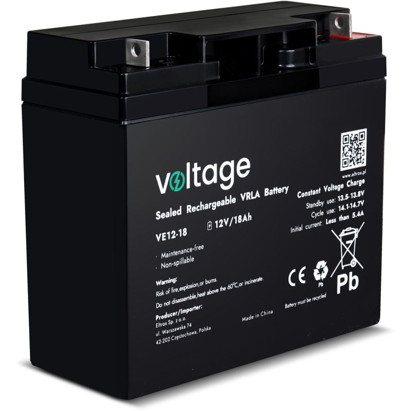 AGM-Batterie, Spannung 12 V, 18 Ah, VE12-18