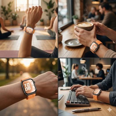 8. Tech-Protect Nylonarmband für Huawei Watch Fit 3 / 4 / 4 Pro / 5 / 5 Pro – Orange