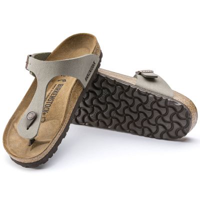 4. Birkenstock Gizeh Birko-Flor Nubuk Stone Regular Herren Flip-Flops Wide Grau (43391)