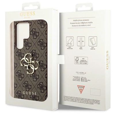 8. Guess 4G Big Metal Logo Hülle für Samsung Galaxy S24 Ultra - Braun