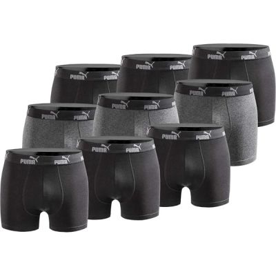 Puma Herren-Boxershorts, 9er-Pack, Schwarz/Grau, bequeme Baumwolle