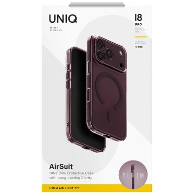 6. Uniq Airsuit Magclick Ladehülle für iPhone 18 Pro / 17 Pro - bordeauxrot