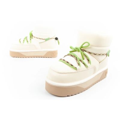 8. Damen Winter Schneestiefel D.Franklin modische Fell isolierte Stiefeletten Beige Grün