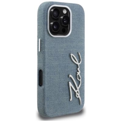 4. Karl Lagerfeld FW Jeans Signature Logo iPhone 16 Pro Max Hülle - Blau