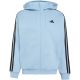 2. adidas Essentials Fleece-Kapuzenjacke mit durchgehendem Reißverschluss und 3-Streifen für Herren, Himmelblau KY4143